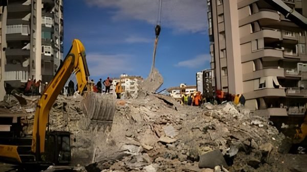 Devasting damage of earthquake.