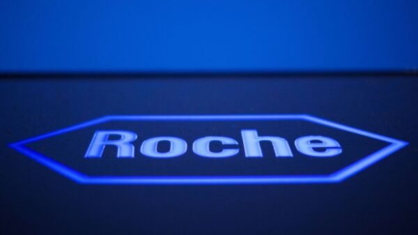 A logo of Swiss pharmaceutical company Roche