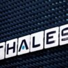 The logo of Thales Group is seen during a visit at the Thales radar factory in Limours, France, February 1, 2023. REUTERS/Gonzalo Fuentes/File Photo