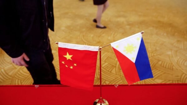 National flags are placed outside a room where Philippine Finance Secretary Carlos Dominguez and China's Commerce Minister Gao Hucheng address reporters after their meeting in Beijing, China, January 23, 2017. REUTERS/Damir Sagolj