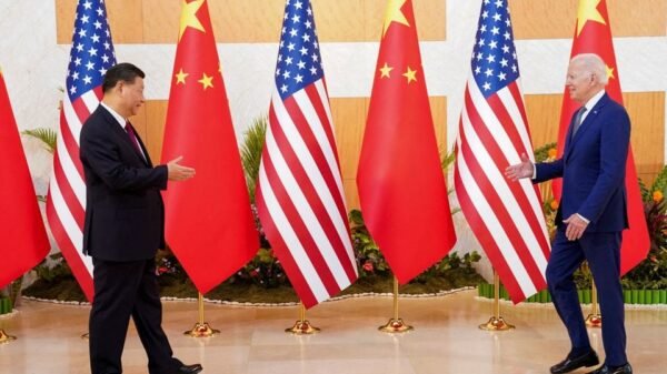 U.S. President Joe Biden meets with Chinese President Xi Jinping on the sidelines of the G20 leaders' summit in Bali, Indonesia, November 14, 2022. REUTERS/Kevin Lamarque/File Photo